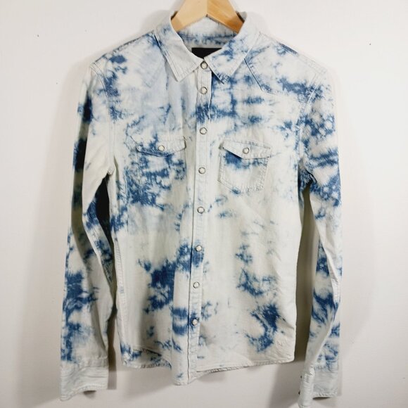 American Eagle Outfitters, Western Style, Tie Dye, Snap Front Shirt, Medium - Picture 3 of 16